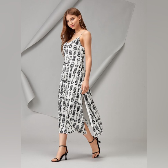 Phoebe McMullan Plant Print Split Thigh Cami Dress - Picture 1 of 11